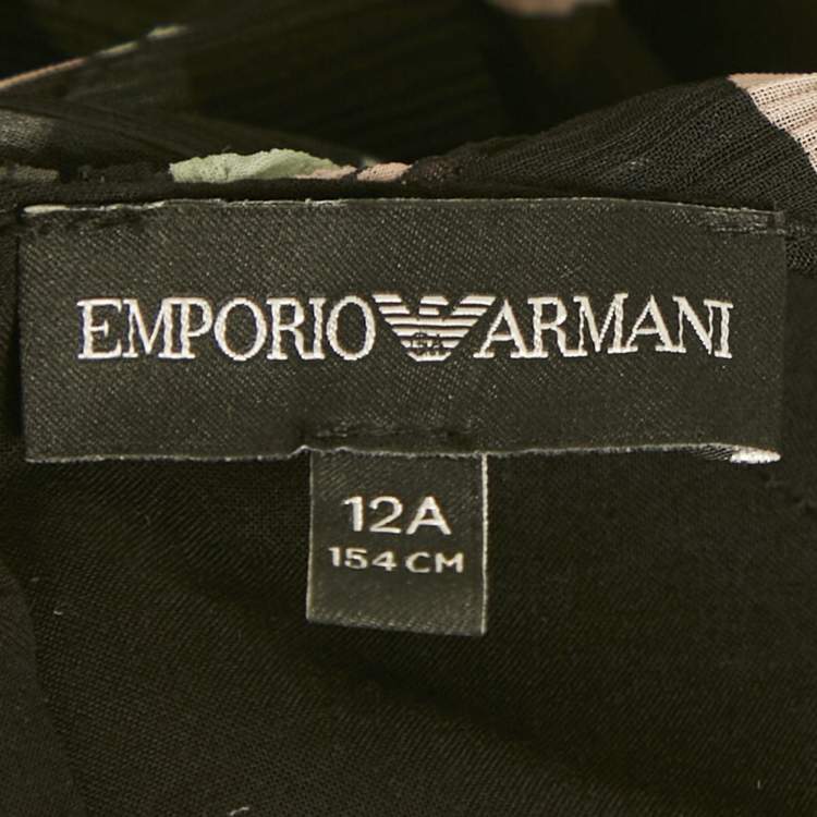 Pre Owned Emporio Armani Black Printed Chiffon Dress 12 Yrs 