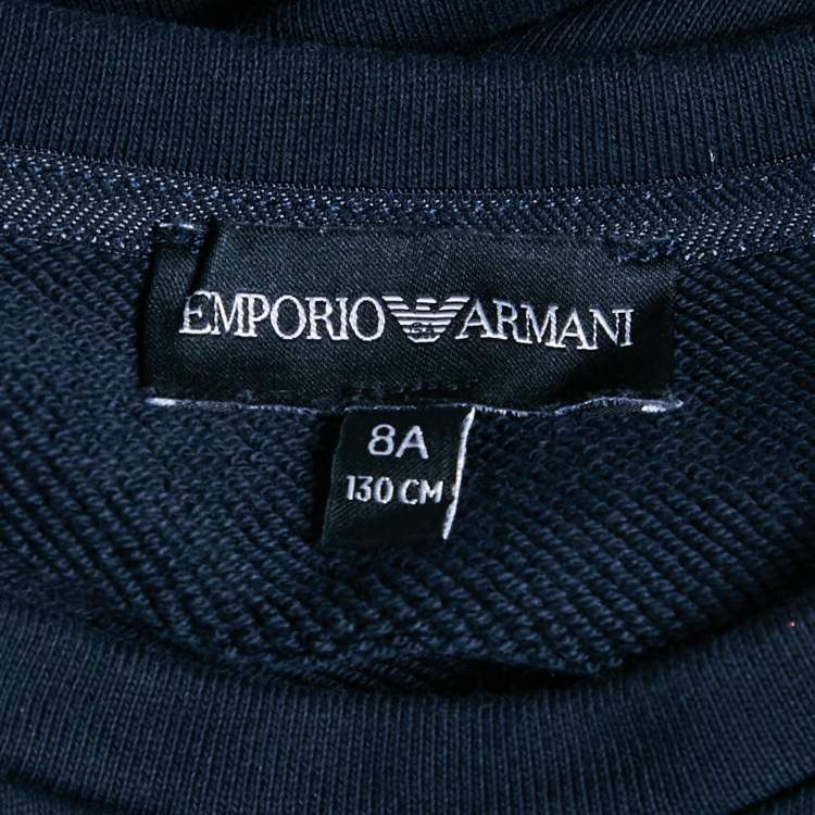 Pre Owned Emporio Armani Kids Blue Sequin Teddy Cotton Sweatshirt 8Yrs
