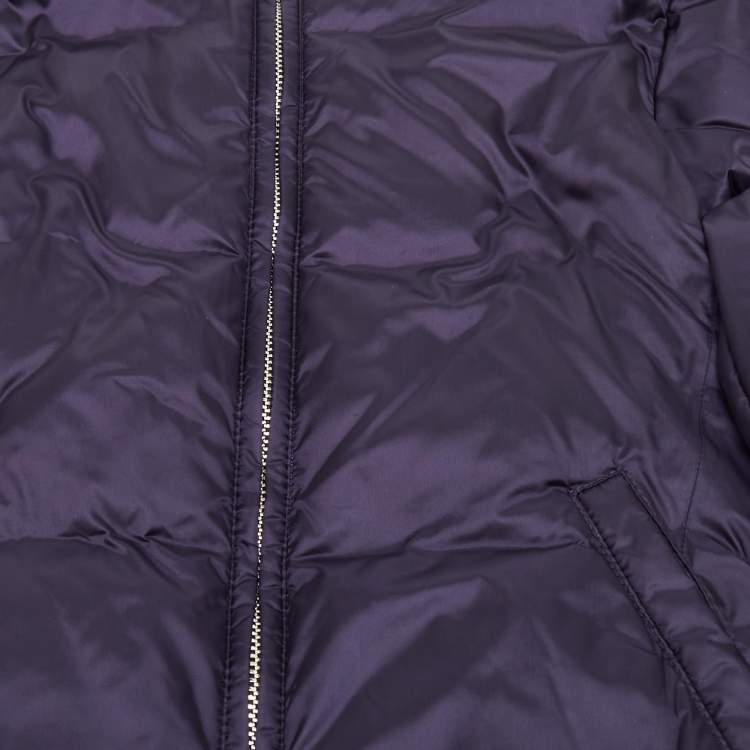 Pre Owned Emporio Armani Kids Purple Synthetic Concealed Hood Puffer Jacket 10Yrs 