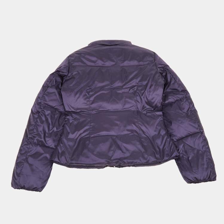 Pre Owned Emporio Armani Kids Purple Synthetic Concealed Hood Puffer Jacket 10Yrs 