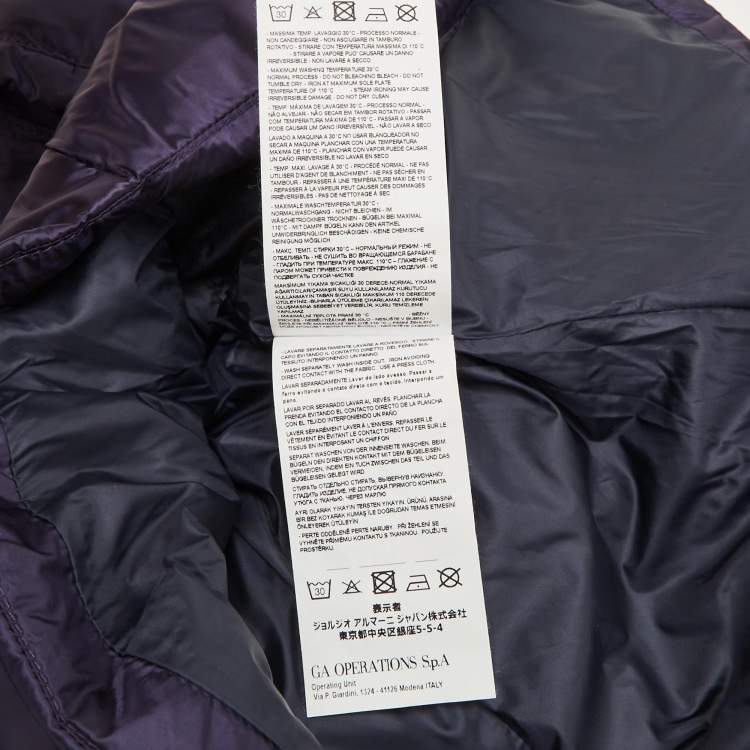 Pre Owned Emporio Armani Kids Purple Synthetic Concealed Hood Puffer Jacket 10Yrs 