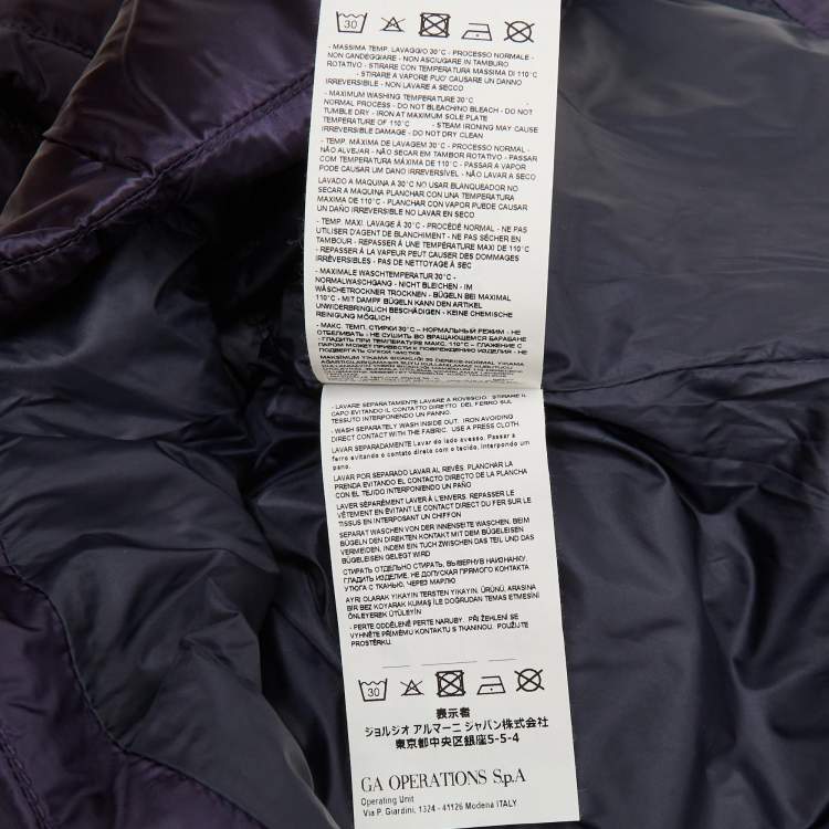 Pre Owned Emporio Armani Kids Purple Synthetic Concealed Hood Puffer Jacket 10Yrs 