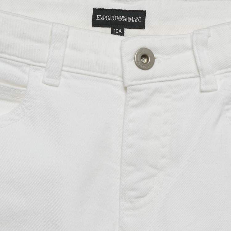 Pre Owned Emporio Armani Kids White Denim Slim Fit Jeans 10Yrs Waist 23"