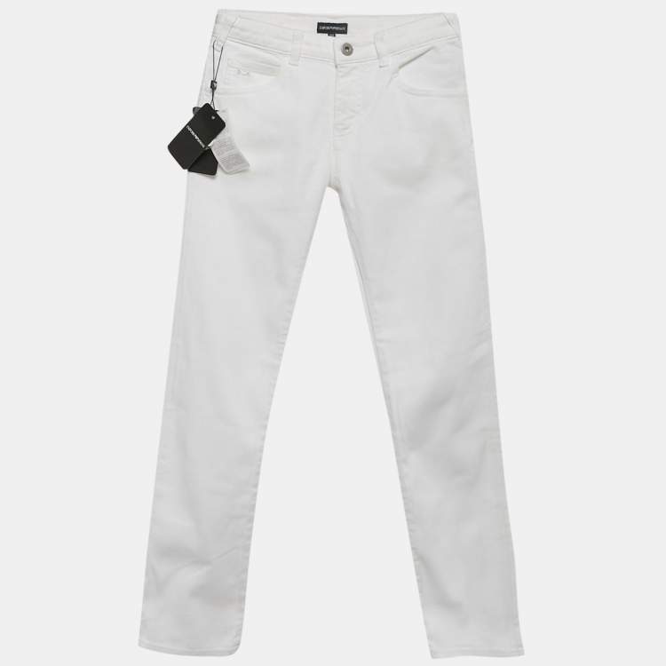 Pre Owned Emporio Armani Kids White Denim Slim Fit Jeans 10Yrs Waist 23"