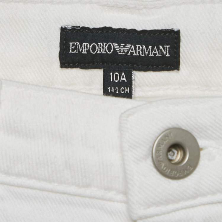 Pre Owned Emporio Armani Kids White Denim Slim Fit Jeans 10Yrs Waist 23"