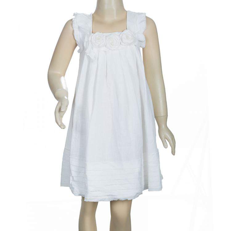 Pre Owned Scervino Street Girls White Rosette Detail Linen Dress 6 Yrs 