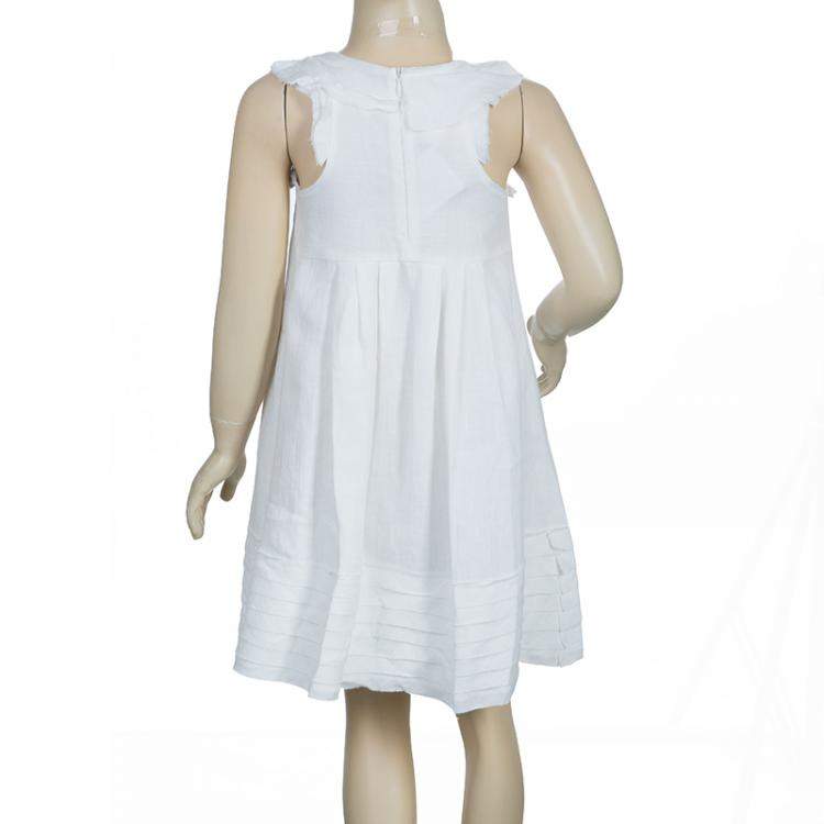 Pre Owned Scervino Street Girls White Rosette Detail Linen Dress 6 Yrs 