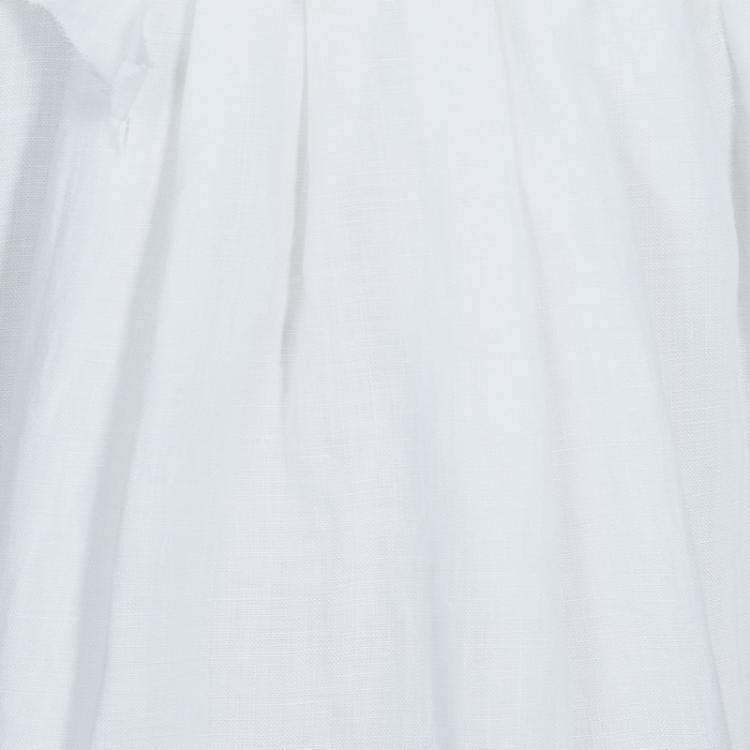 Pre Owned Scervino Street Girls White Rosette Detail Linen Dress 6 Yrs 