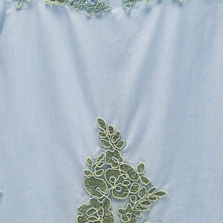 Pre Owned Ermanno Scervino Junior Blue Cotton Lace Patch Detail Sleeveless Dress 8 Yrs