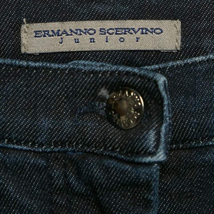 Pre Owned Ermanno Scervino Junior Studded Denim Jeans 8 Yrs Waist 24"