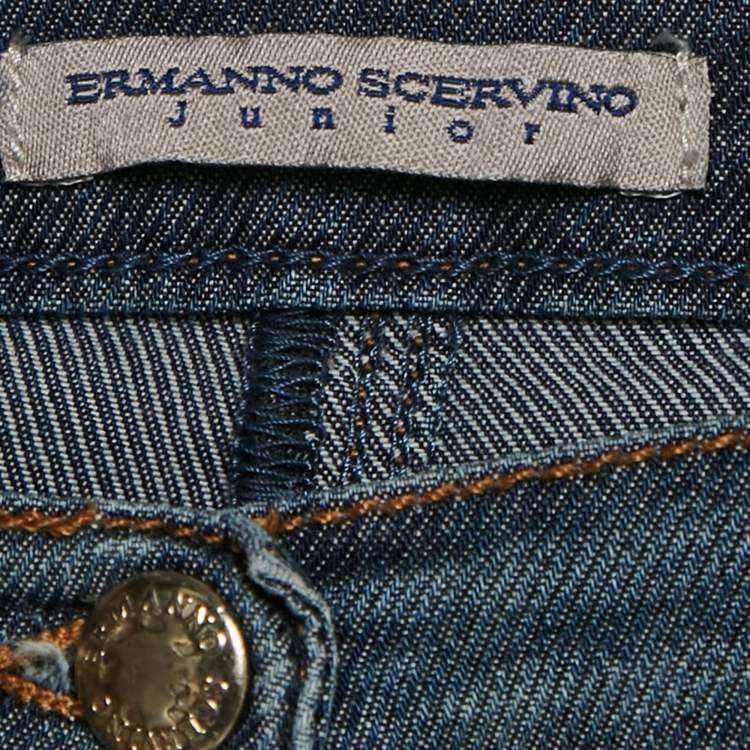 Pre Owned Ermanno Scervino Junior Blue Denim Sequin Detail 12 Yrs Waist 26"