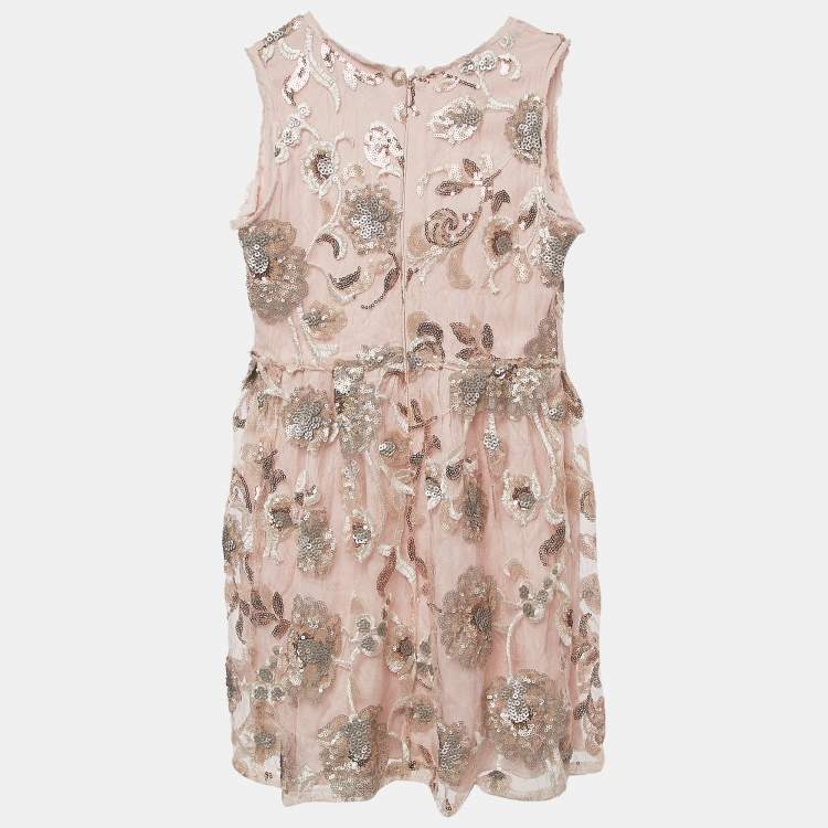 Pre Owned Ermanno Scervino Junior Pink Sequin Crepe Sleeveless Dress 6 Yrs