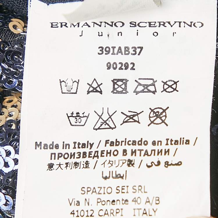 Pre Owned Ermanno Scervino Junior Navy Blue Sequin Sleeveless Dress 6 Yrs