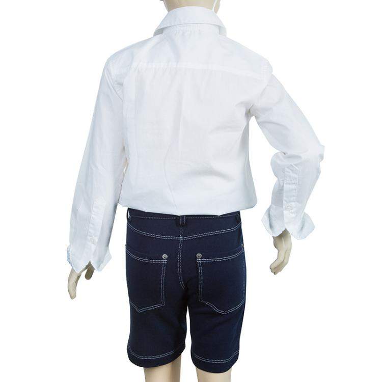 Pre Owned Fendi Kids Navy Blue Zucchino Detail Shorts 8 Yrs 