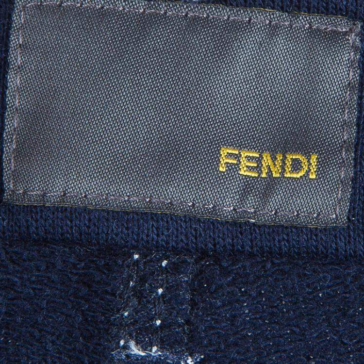 Pre Owned Fendi Kids Navy Blue Zucchino Detail Shorts 8 Yrs 