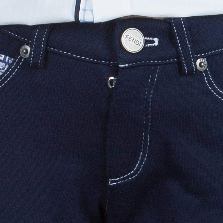 Pre Owned Fendi Kids Navy Blue Zucchino Detail Shorts 4 Yrs 