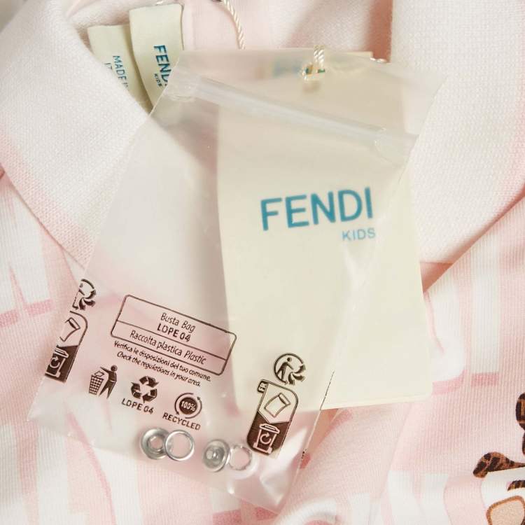 Pre Owned Fendi Kids Pink Teddy Print Cotton Dress 9M