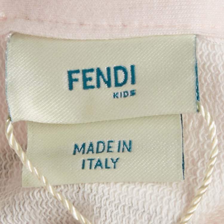 Pre Owned Fendi Kids Pink Teddy Print Cotton Dress 9M