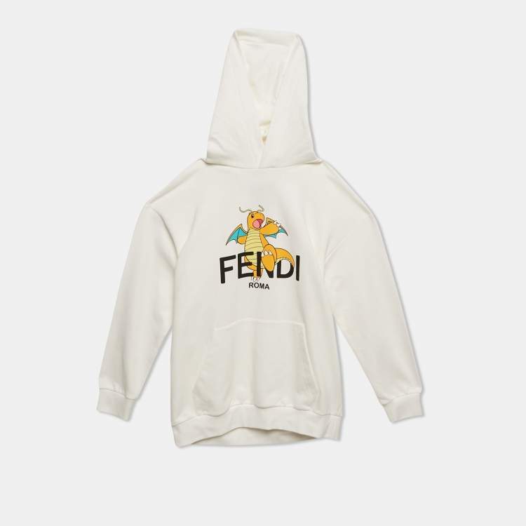 Pre Owned Fendi x FRGMT x Pokémon White Printed Cotton Hoodie 12 Yrs 