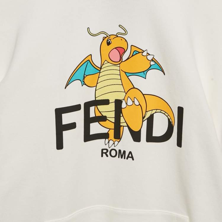 Pre Owned Fendi x FRGMT x Pokémon White Printed Cotton Hoodie 12 Yrs 
