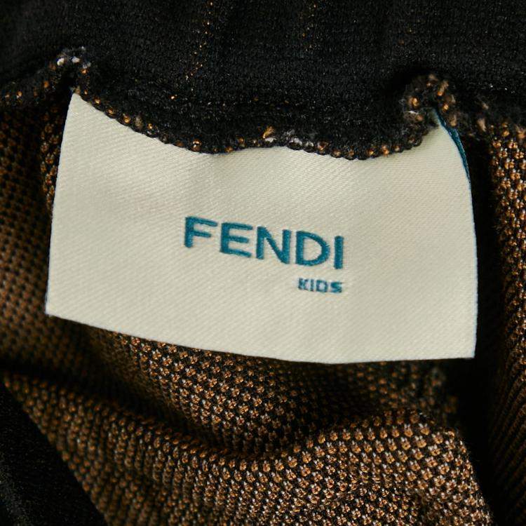 Pre Owned Fendi Kids Black Zucca Side Band Trim Jersey Joggers 9 Yrs 