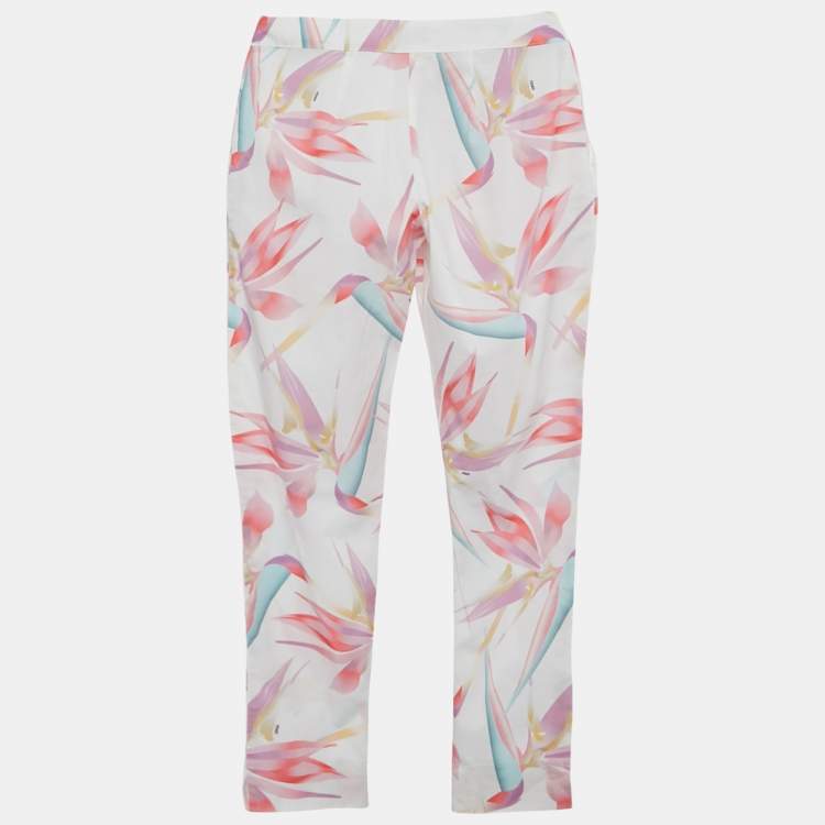 Pre Owned Fendi Kids White Floral Print Cotton Trousers 12 Yrs 