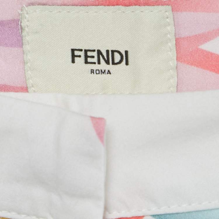 Pre Owned Fendi Kids White Floral Print Cotton Trousers 12 Yrs 