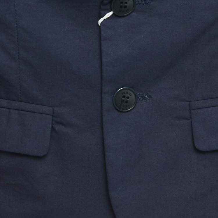 Pre Owned Fendi Kids Midnight Blue Cotton Blazer 9 M
