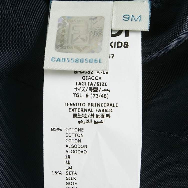 Pre Owned Fendi Kids Midnight Blue Cotton Blazer 9 M