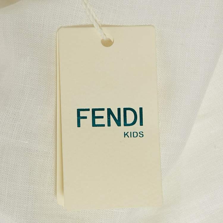 Pre Owned Fendi Kids White Linen Button Front Shirt 6 Yrs 