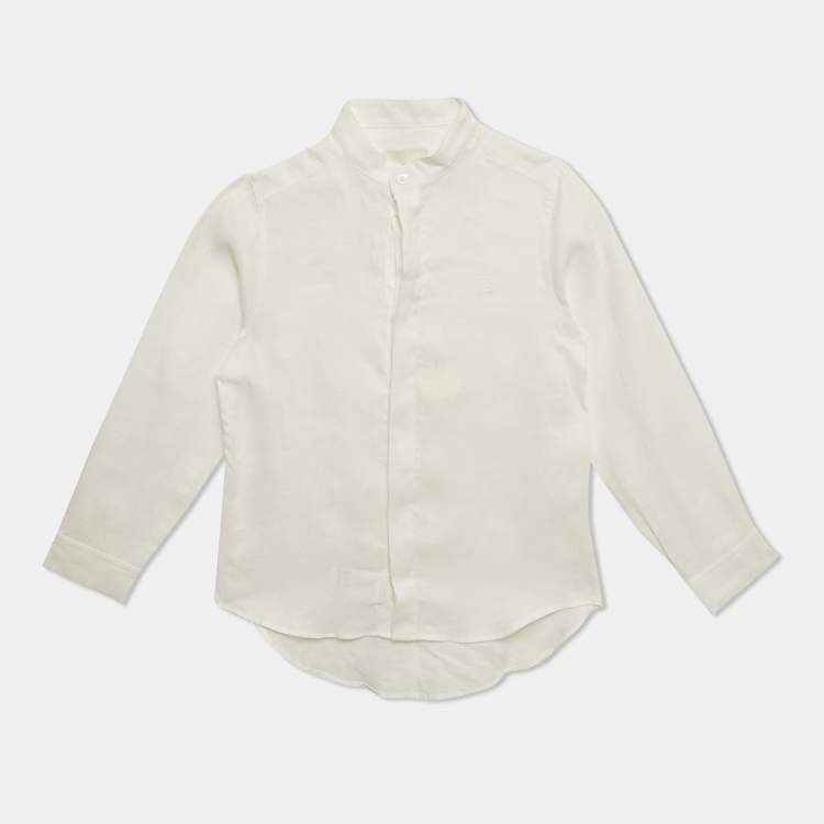 Pre Owned Fendi Kids White Linen Button Front Shirt 6 Yrs 