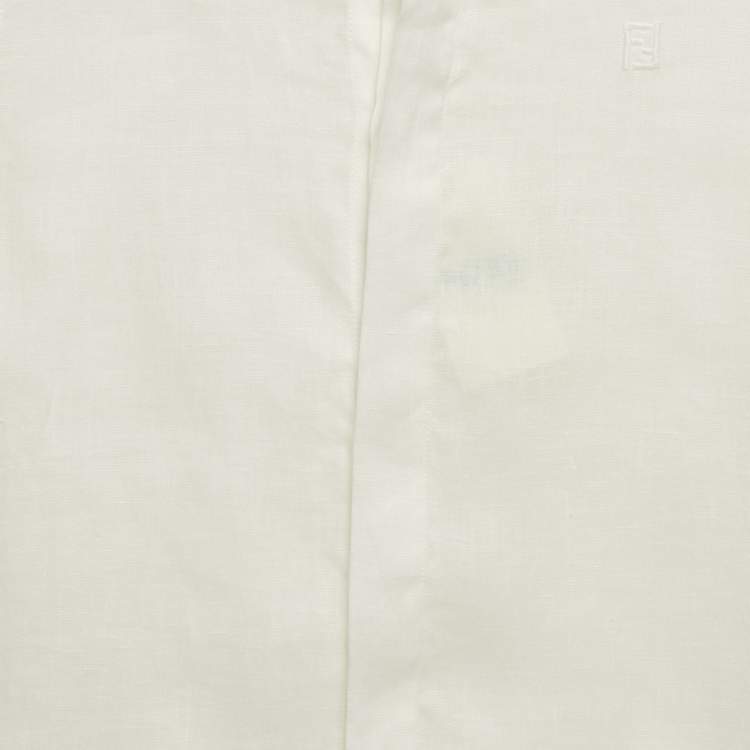 Pre Owned Fendi Kids White Linen Button Front Shirt 6 Yrs 