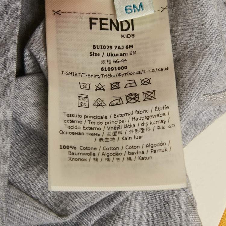 Pre Owned Fendi Kids Yellow/Grey Cotton Knit T-Shirt and Trackpants Set 6M