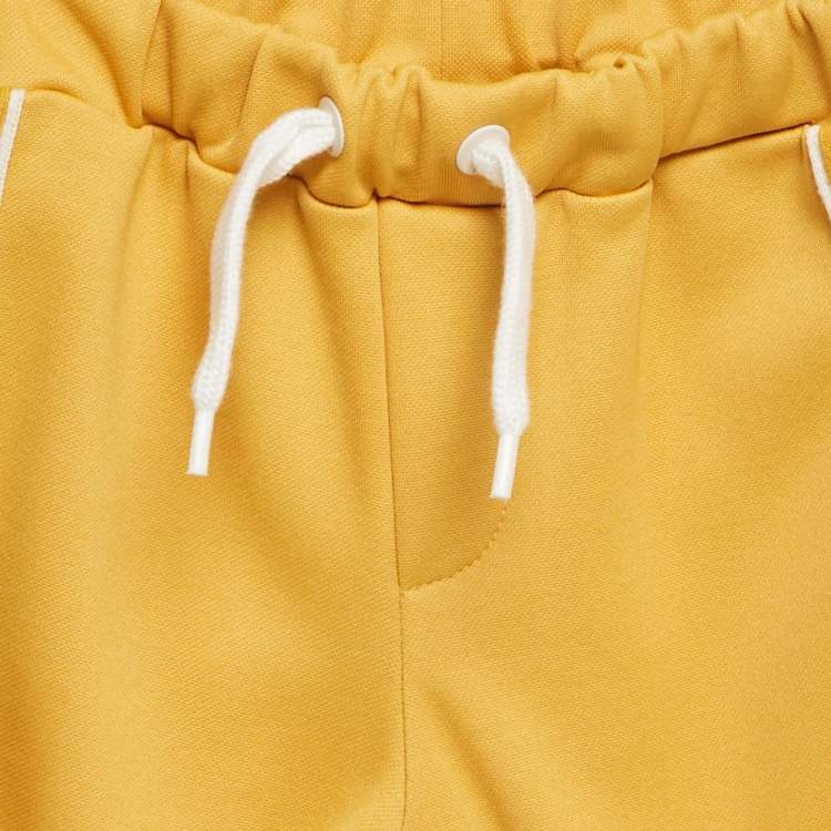 Pre Owned Fendi Kids Yellow/Grey Cotton Knit T-Shirt and Trackpants Set 6M