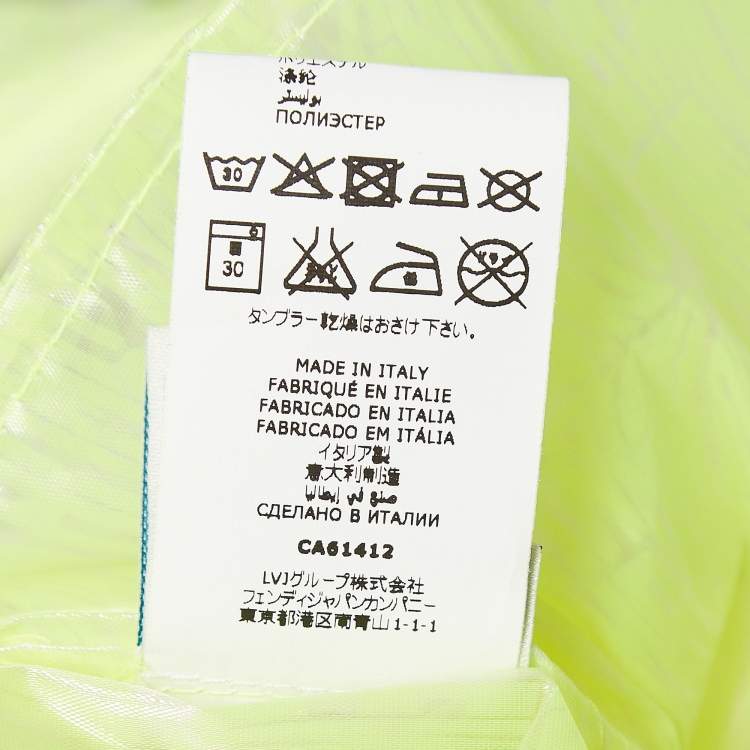 Pre Owned Fendi Neon Green Printed Synthetic Sheer Jacket 9Y