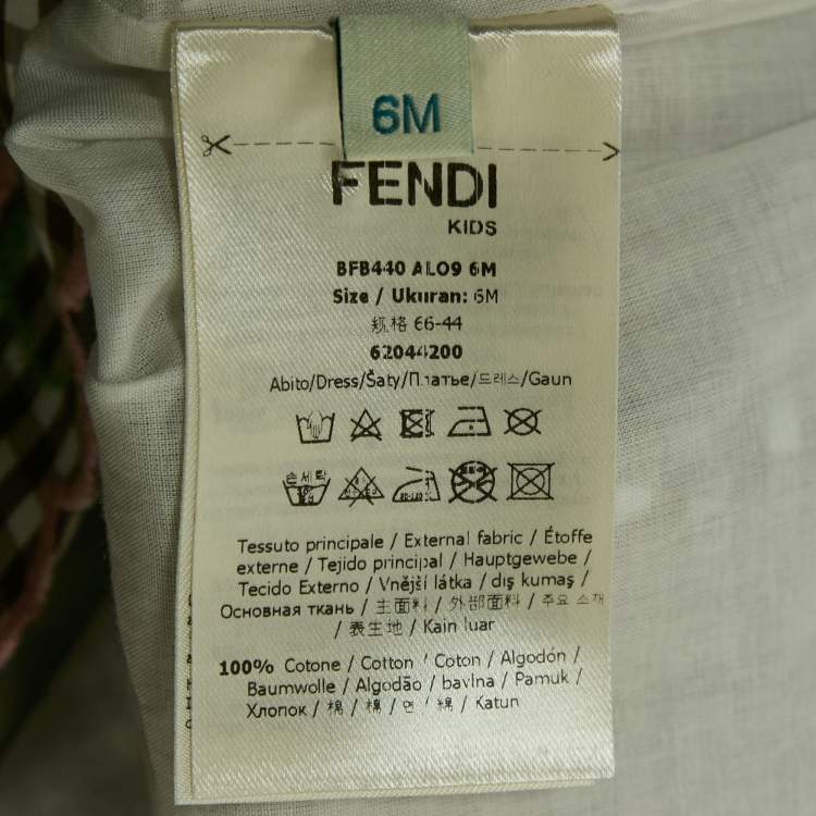 Pre Owned Fendi Brown Check Embroidered Dress 6M