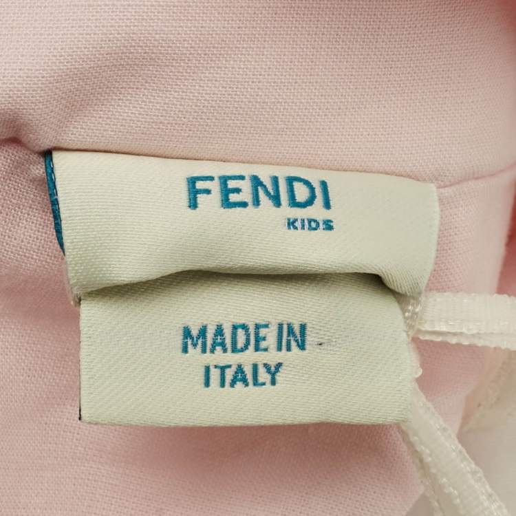 Pre Owned Fendi Kids Pink Teddy Pois Pop Print Cotton Dress Set 6M