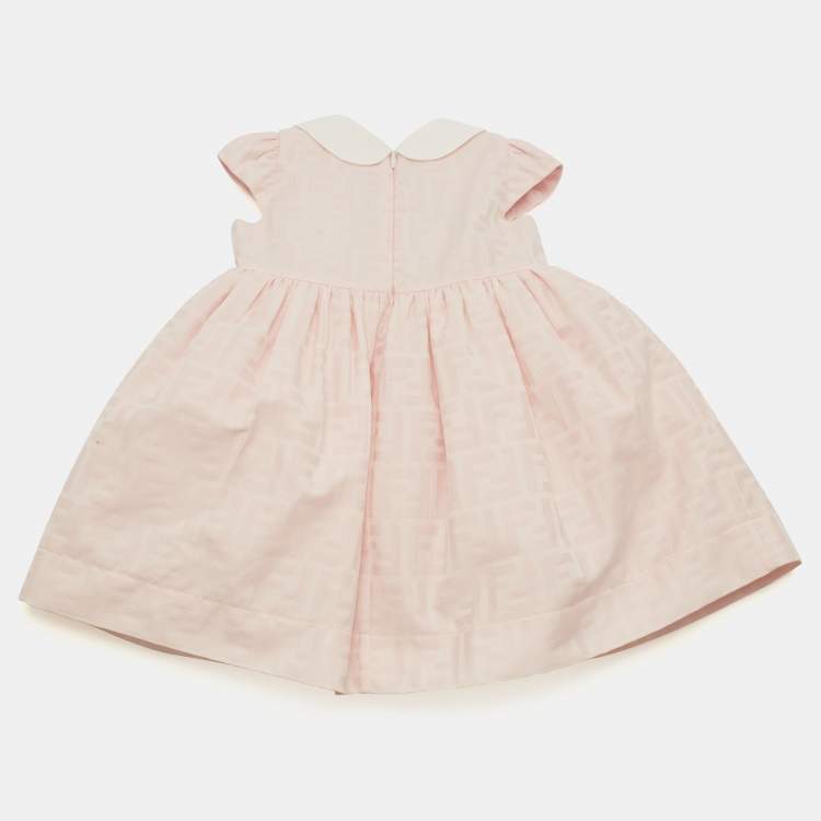 Pre Owned Fendi Kid Pink FF Jacquard Dress 9M