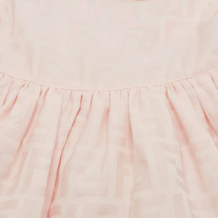 Pre Owned Fendi Kid Pink FF Jacquard Dress 9M