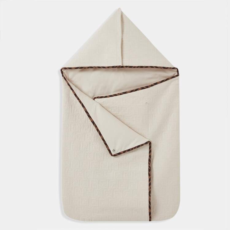 Pre Owned Fendi Kids Beige FF Quilted Baby Sleeping Bag 