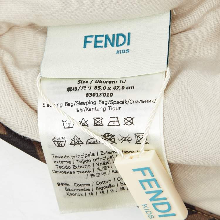 Pre Owned Fendi Kids Beige FF Quilted Baby Sleeping Bag 