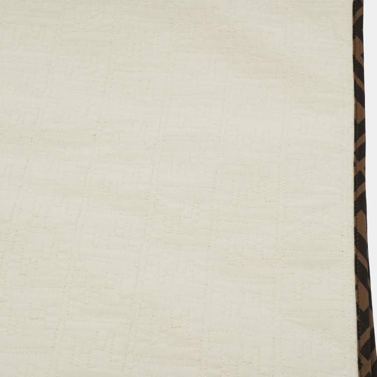 Pre Owned Fendi Kids Beige FF Embossed Cotton Baby Blanket