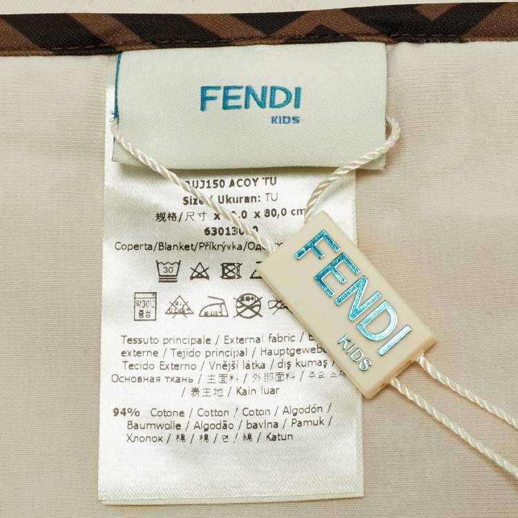 Pre Owned Fendi Kids Beige FF Embossed Cotton Baby Blanket