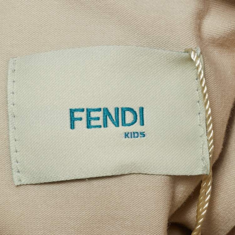 Pre Owned Fendi Beige FF Embossed Cotton Babygrow Set 3M