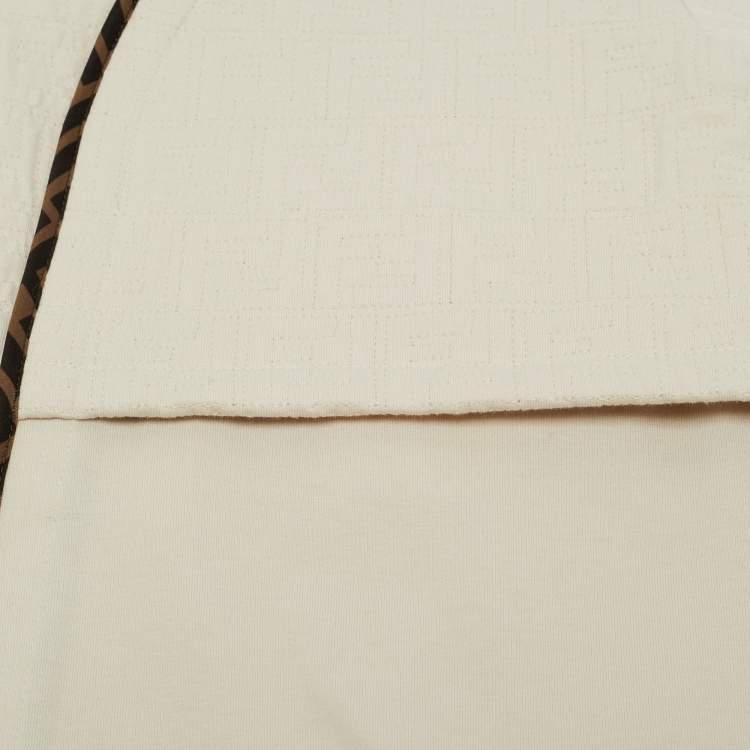 Pre Owned Fendi Beige FF Embossed Cotton Babygrow Set 3M