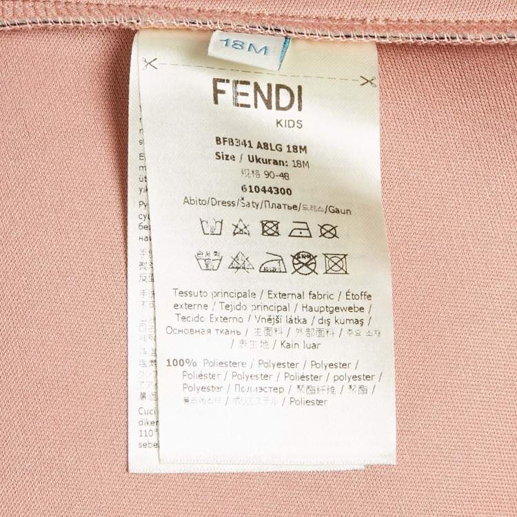 Pre Owned Fendi Kids Brown Zucca Print Knit Bow Detail Dress 18 M
