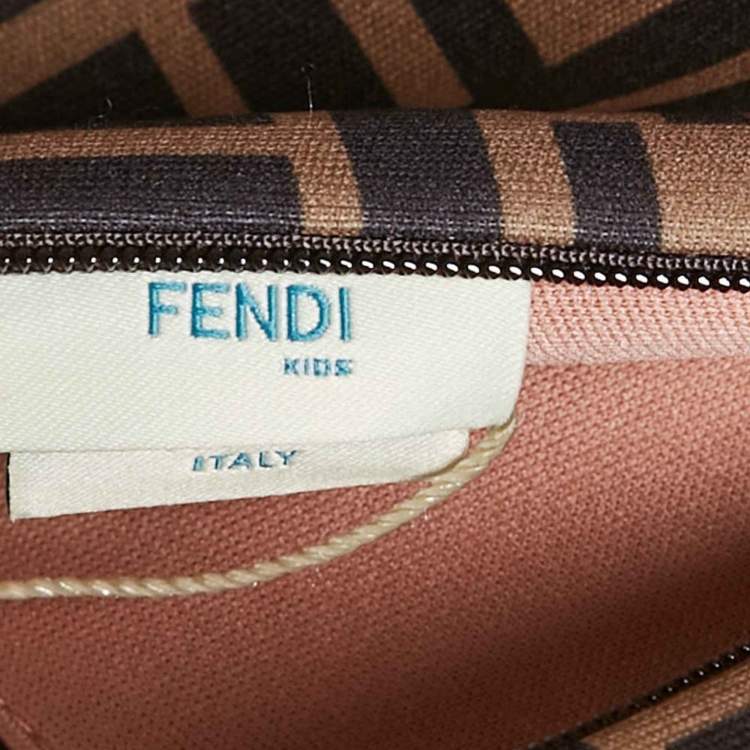 Pre Owned Fendi Kids Brown Zucca Print Knit Bow Detail Dress 18 M