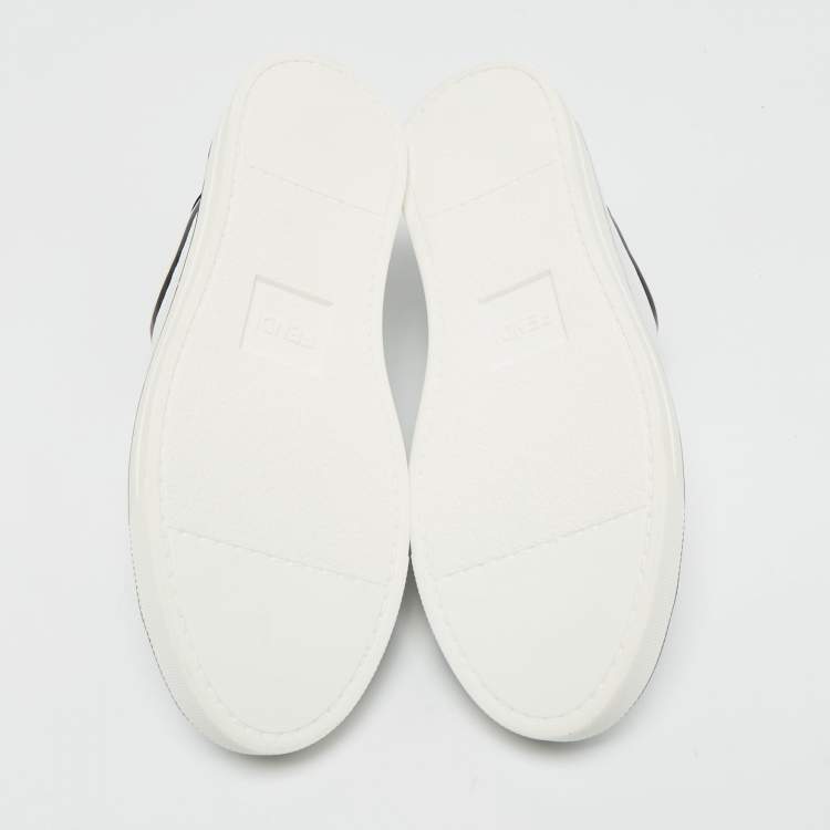 Pre Owned Fendi x Joshua Vides White Leather Rockoclick Sneakers Size 34