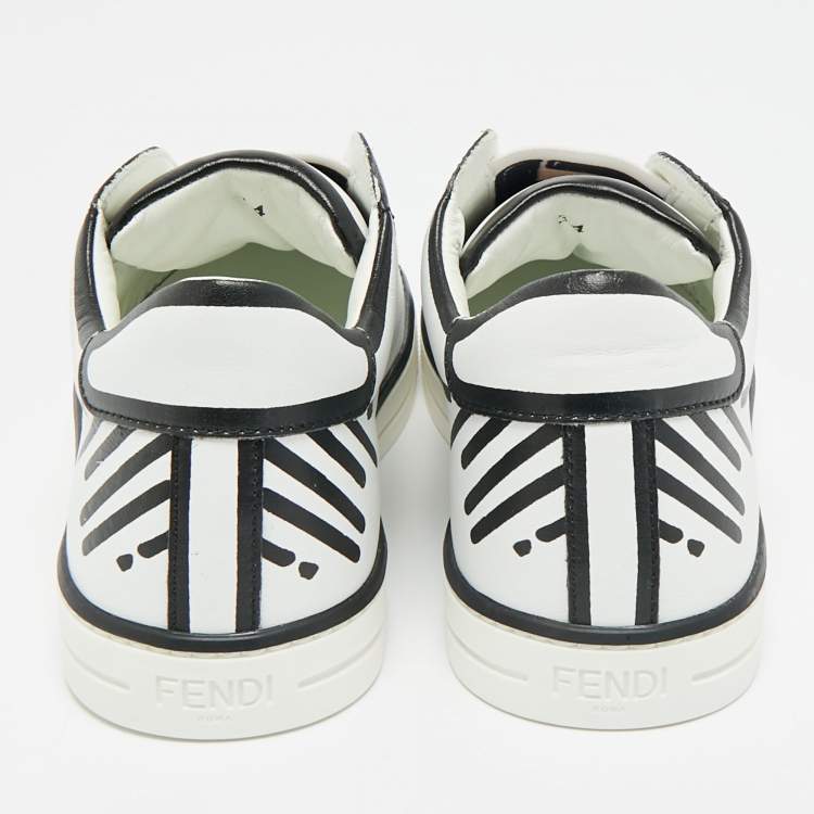 Pre Owned Fendi x Joshua Vides White Leather Rockoclick Sneakers Size 34