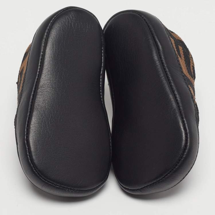 Pre Owned Fendi Size 2 Brown Zucca Knit Fabric Slip On Sneakers